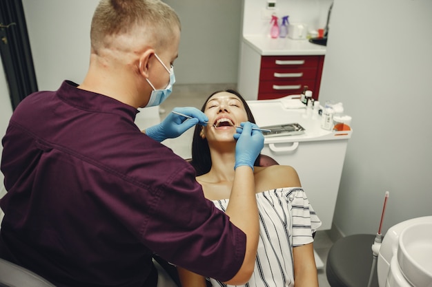 Beautiful girl in a dentist