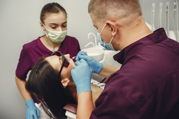 Beautiful girl in a dentist