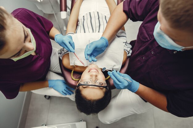 Beautiful girl in a dentist