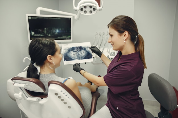 Beautiful girl in a dentist