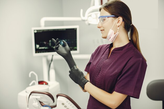 Beautiful girl in a dentist