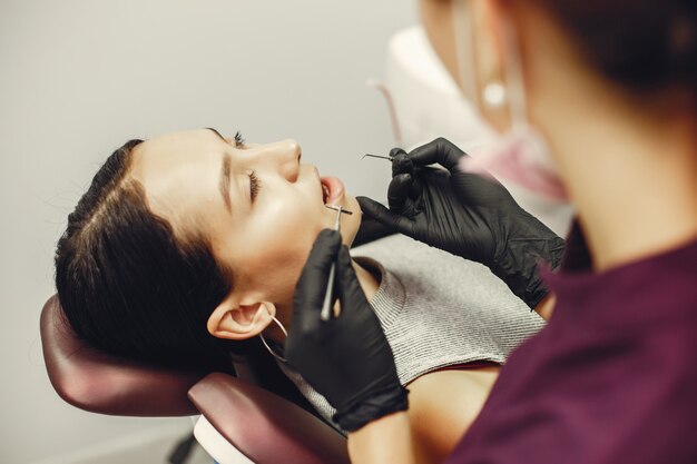 Beautiful girl in a dentist