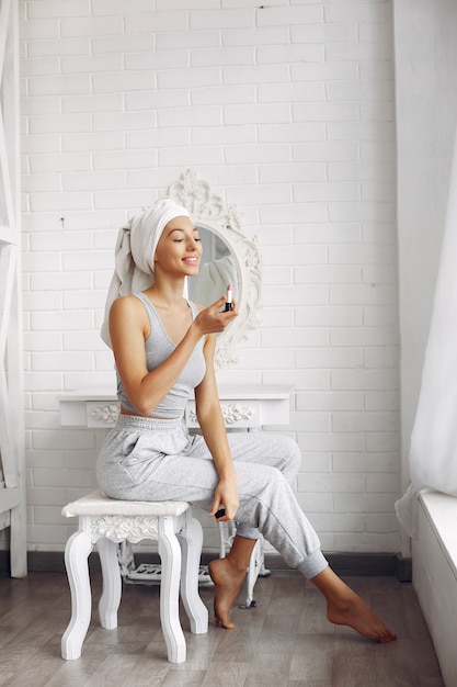 Beautiful girl in a dressing table