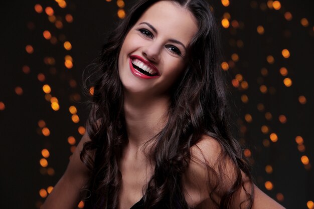 Beautiful girl posing during new year party celebration