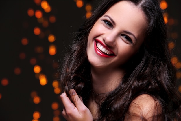 Beautiful girl posing during new year party celebration