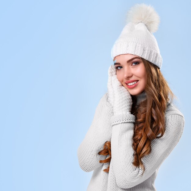 Beautiful girl in white sweater