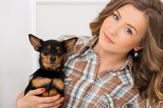 Beautiful girl with dog