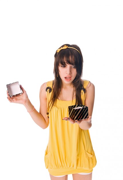 Beautiful girl with gift box