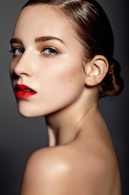 beautiful girl with red lips