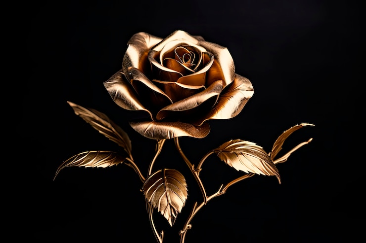 Free Photo beautiful golden rose in studio
