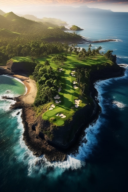 Foto gratuita bellissimo paesaggio di un campo da golf