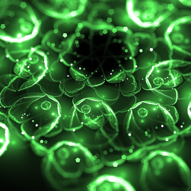 зеленый абстрактный образный светящийся фон 3D иллюстрации