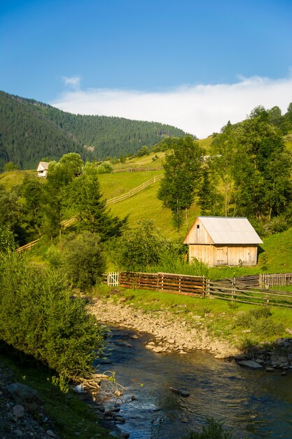 Beautiful green hills  on Carpathian mountains in Ukraine.