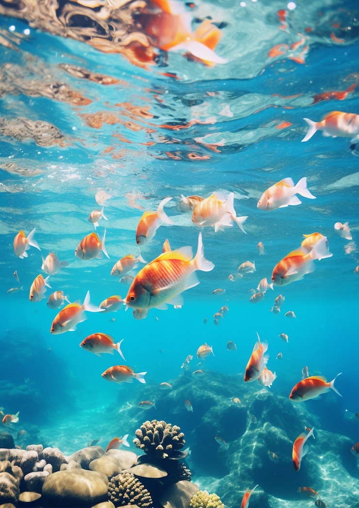 Free Photo beautiful group of fish undersea