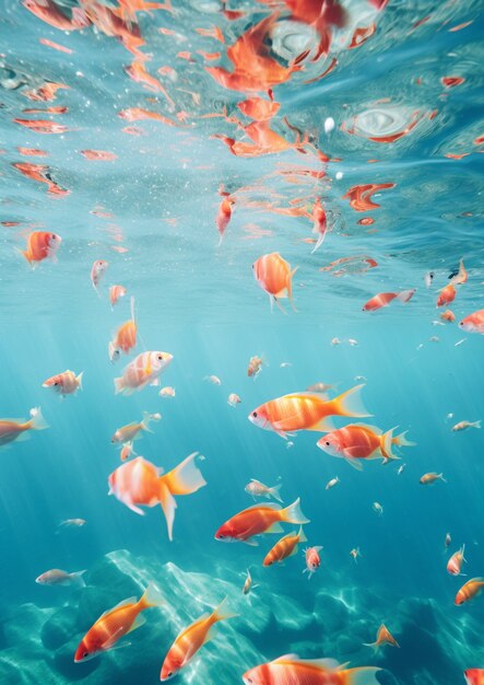 Beautiful group of fish undersea