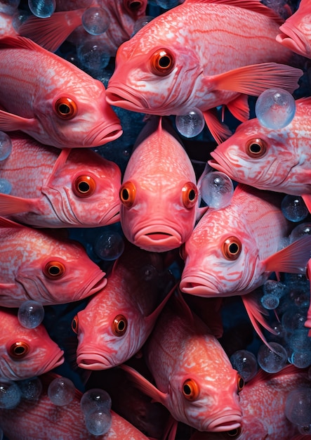 수중의 아름다운 물고기 그룹