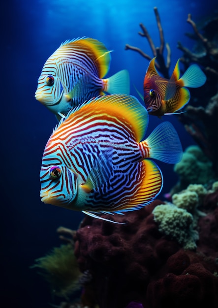Красивая группа рыб под водой