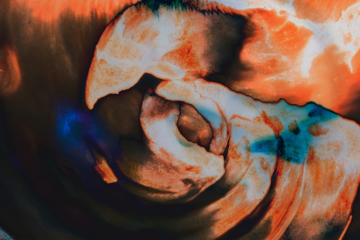 Free Photo beautiful handmade orange and black abstract painting