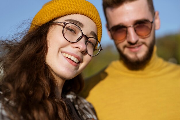 Beautiful and happy friends in park