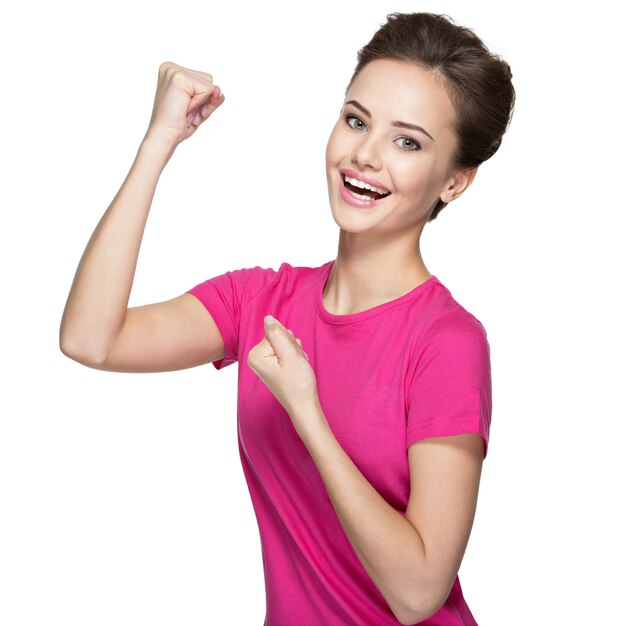 Beautiful happy woman celebrating success  being a winner with Ð¸ÐºÑÐ¿ÑÐµ expression - isolated