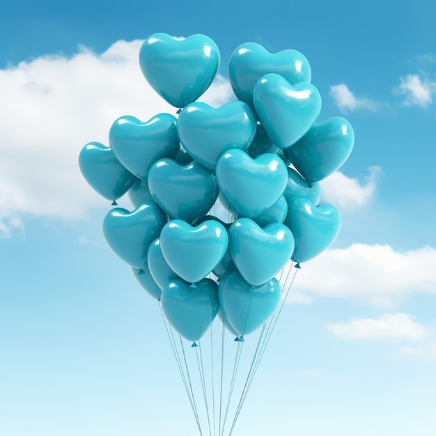 Free photo beautiful heart shaped balloons