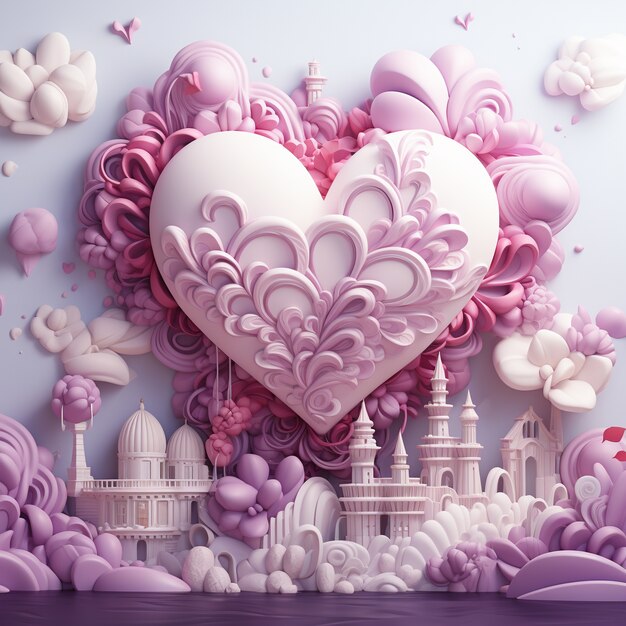 Beautiful heart with castle