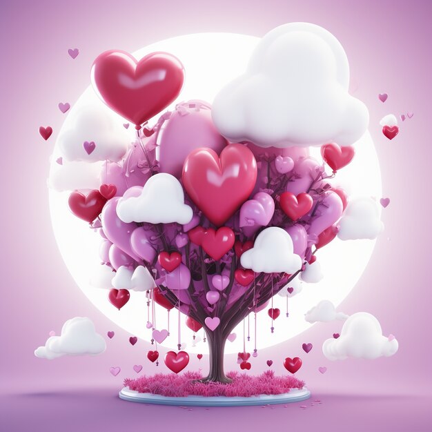 Beautiful heart with clouds