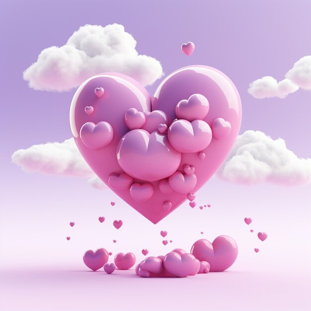 Beautiful heart with clouds