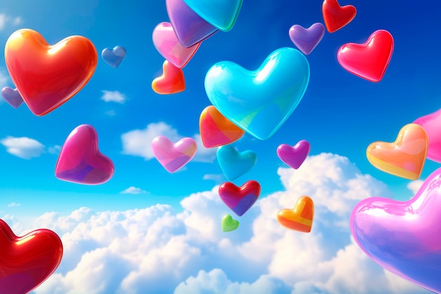 Beautiful hearts with clear sky