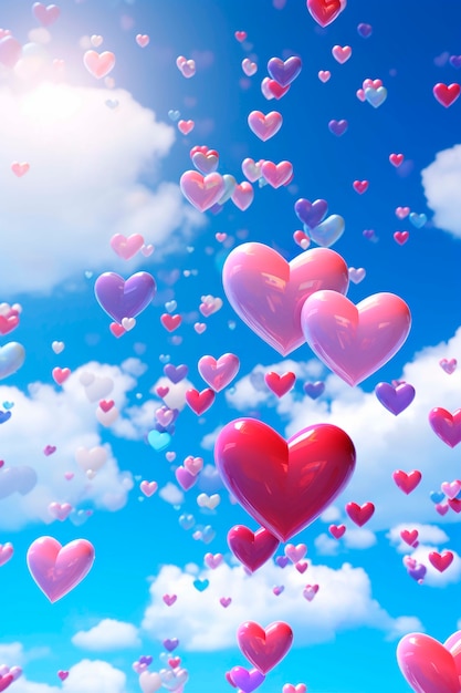 Beautiful hearts with clear sky