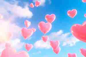 Free photo beautiful hearts with clear sky