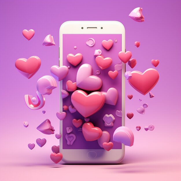 Beautiful hearts with smartphone