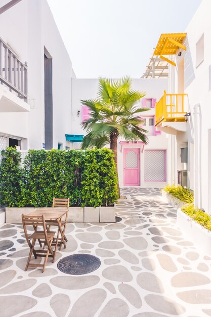 beautiful house alley santorini aegean