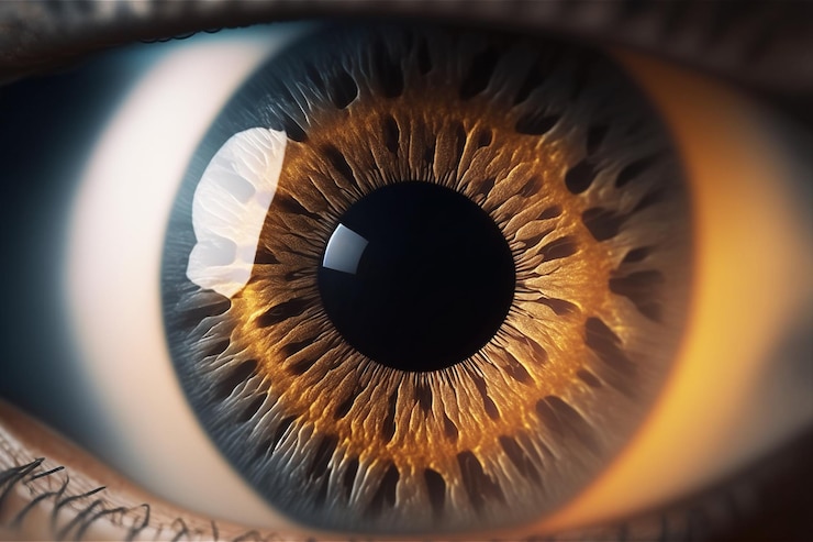 Free Photo beautiful human macro eye closeup with eyeball and iris looking front