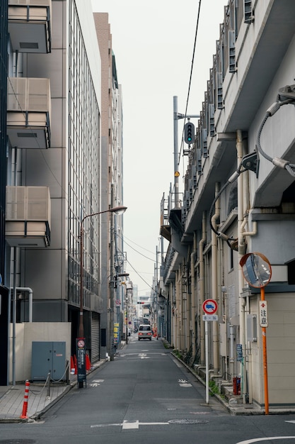 Beautiful japan city with car