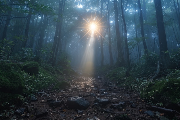 Free photo beautiful japanese  forest scene