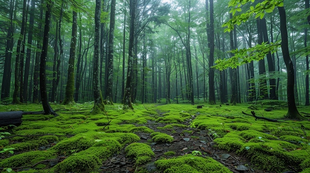 Free photo beautiful japanese  forest scene