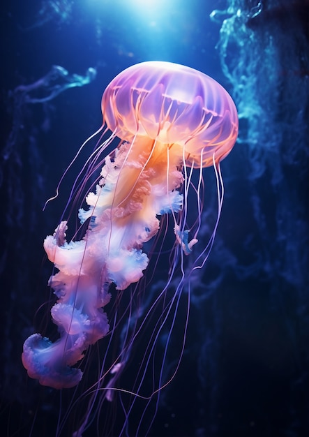 무료 사진 바다에서 헤엄치는 아름다운 해파리