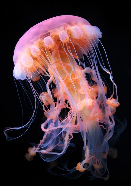 Belle meduse che nuotano nell'oceano