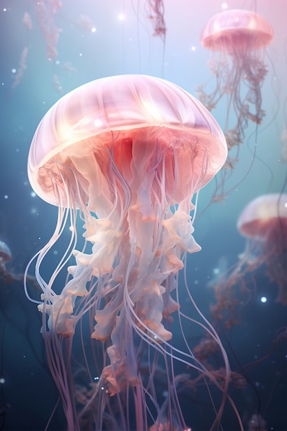 Beautiful jellyfish swimming in the ocean