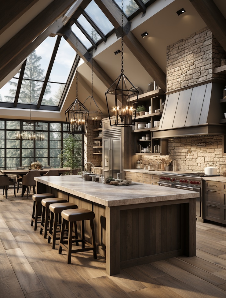 Free Photo beautiful kitchen interior design