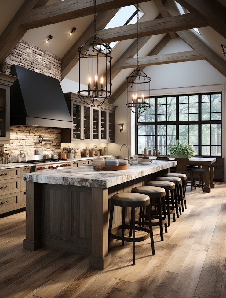 Free Photo beautiful kitchen interior design