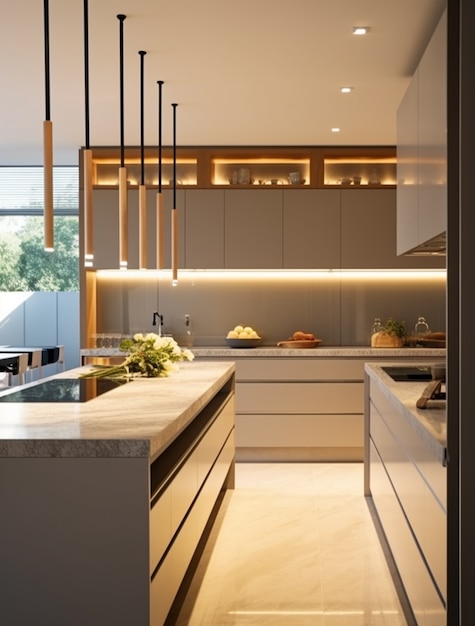 Free photo beautiful kitchen  interior design