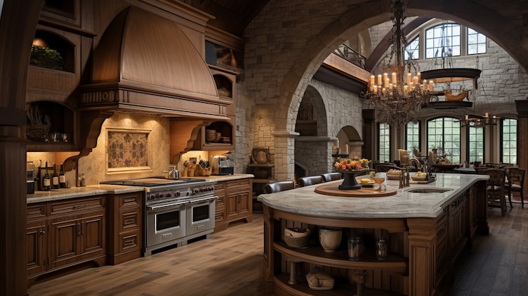 Free Photo beautiful kitchen  interior design