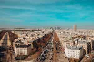 Free photo beautiful landscape aerial shot of paris, france