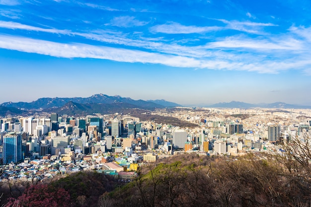 Красивый пейзаж и городской пейзаж города Сеул