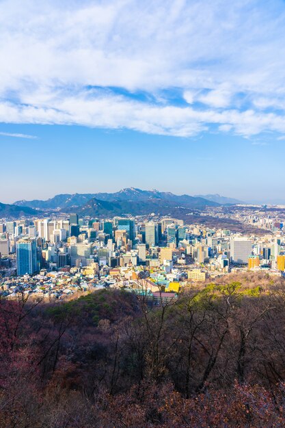 Красивый пейзаж и городской пейзаж города Сеул