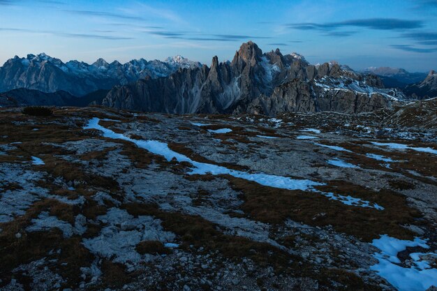 Beautiful landscape in the Italian Alps and the Mountain Cadini di Misurina