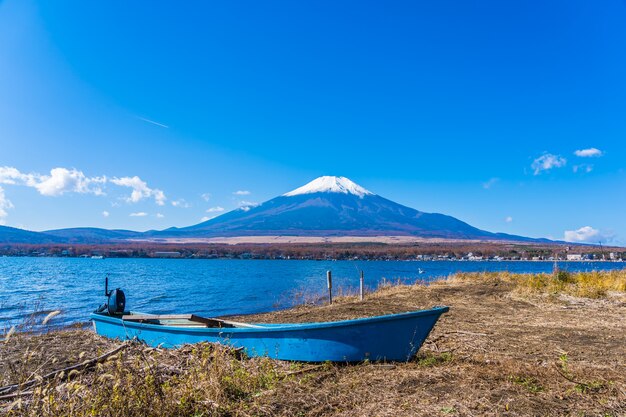 Beautiful landscape of mountain fuji around yamanakako lake