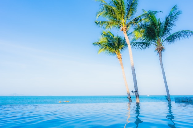 Beautiful landscape of outdoor swimming pool in hotel resort